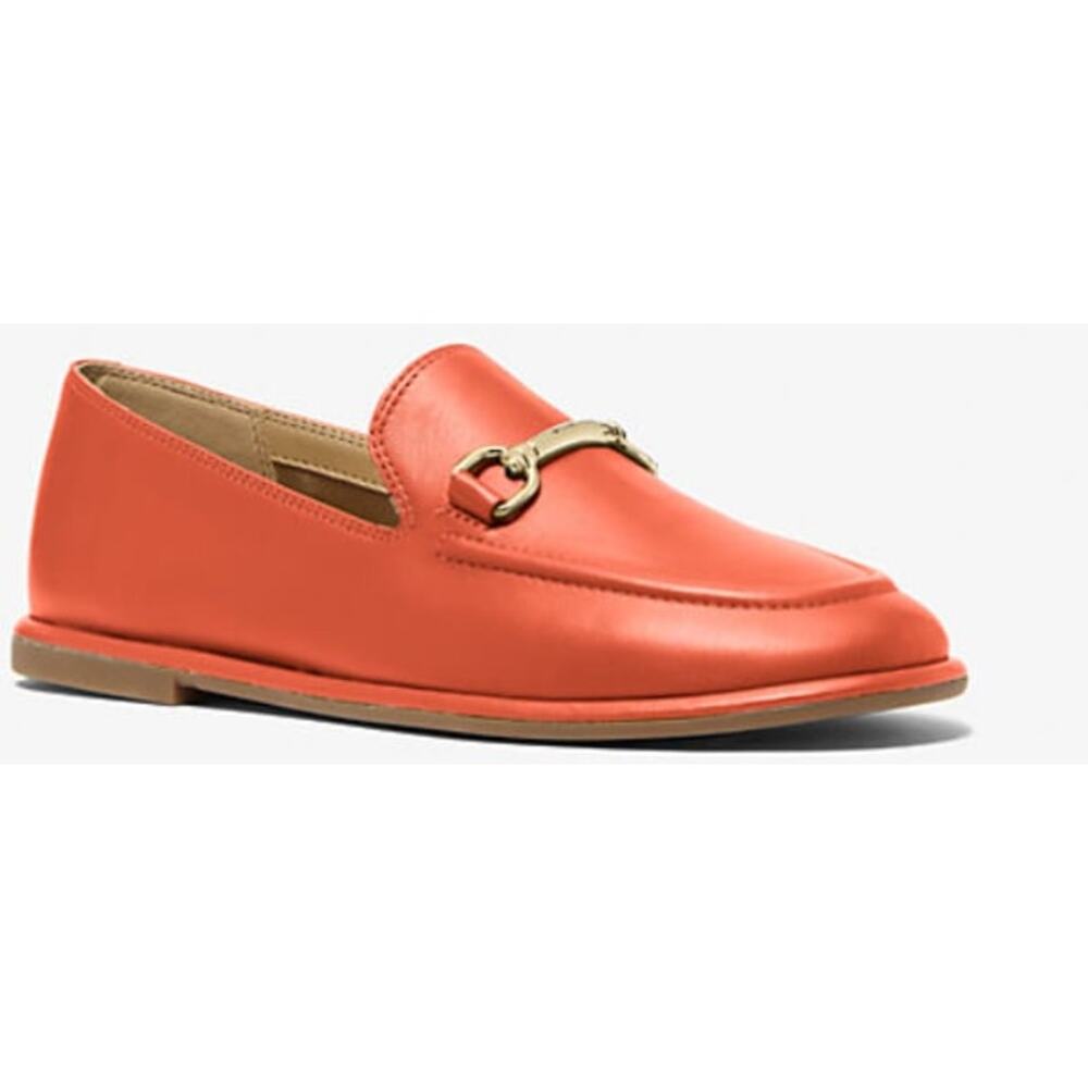 Michael Kors Carson Leather Loafer Slip On Casual Red Clay Women Size 10 NIB